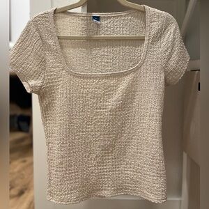 Textured Cream Short Sleeve Top
